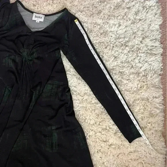 Leota Black & Green Women’s Long Sleeves Dress - Picture 6 of 7